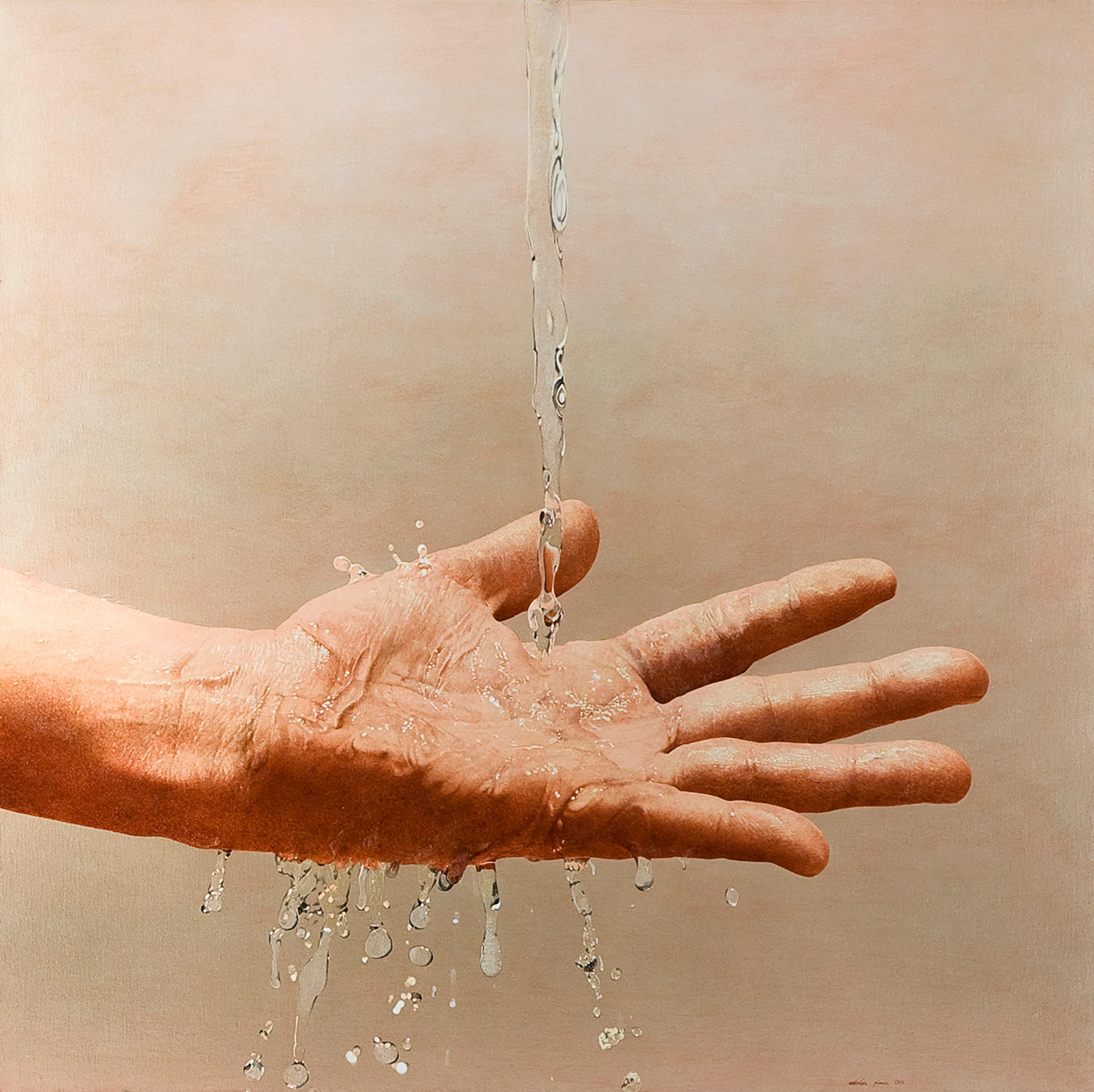 “MA, aigua” 2008 Acrílico, polvo de marmol y óleo s/tela 150 x 150 cm